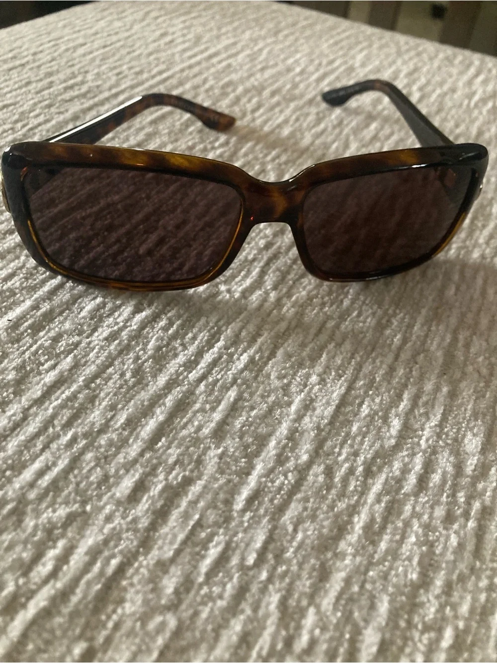 Gucci Rectangular Sunglasses in Dark Tortoise with Black Lenses
